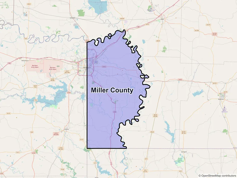 Map of Miller County, Arkansas and ZIP codes