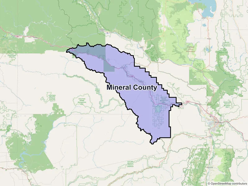 Map of Mineral County, Montana and ZIP codes