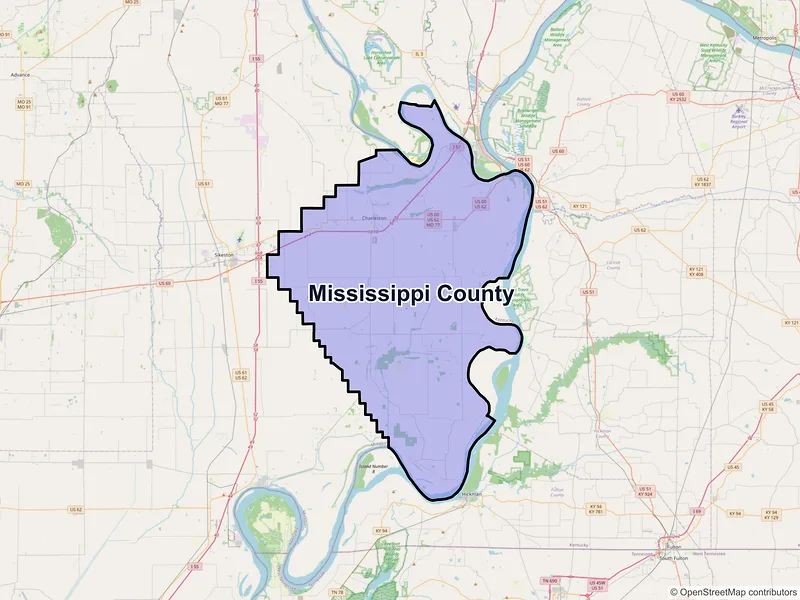 Map of Mississippi County, Missouri and ZIP codes