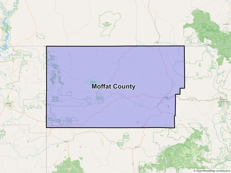 Map of Moffat County, Colorado and ZIP codes