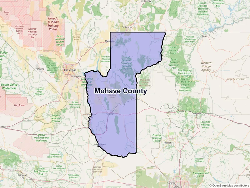 Map of Mohave County, Arizona and ZIP codes