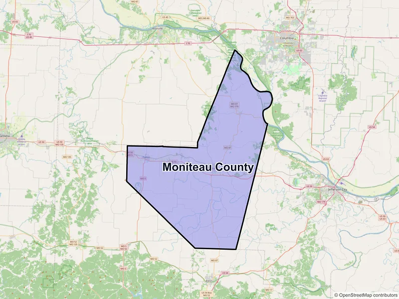 Map of Moniteau County, Missouri and ZIP codes
