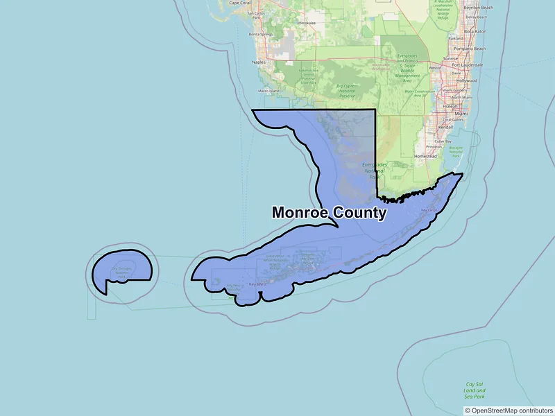 Map of Monroe County, Florida and ZIP codes