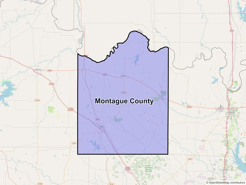 Map of Montague County, Texas and ZIP codes