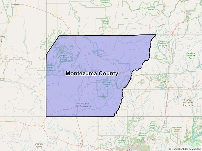 Map of Montezuma County, Colorado and ZIP codes