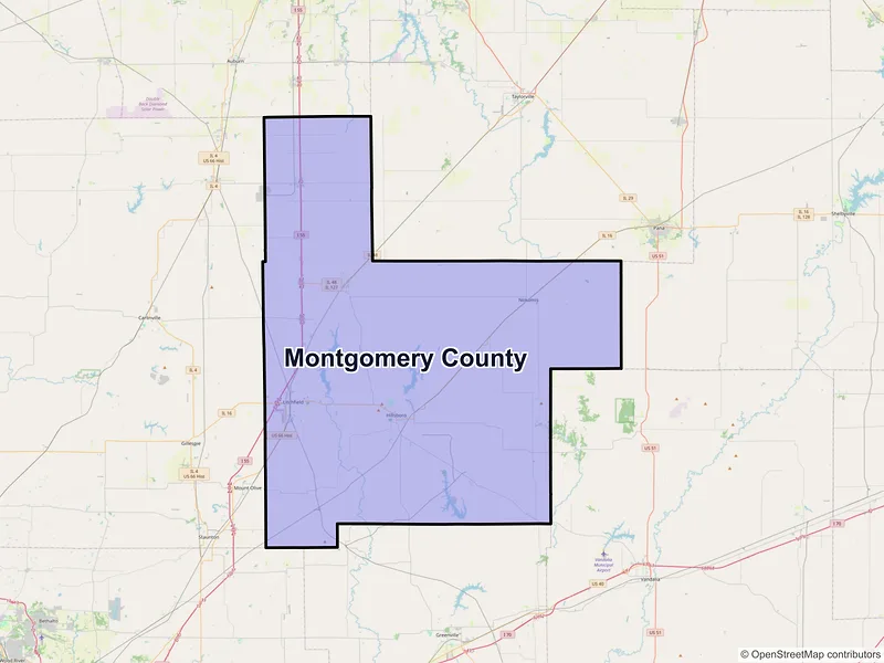 Map of Montgomery County, Illinois and ZIP codes