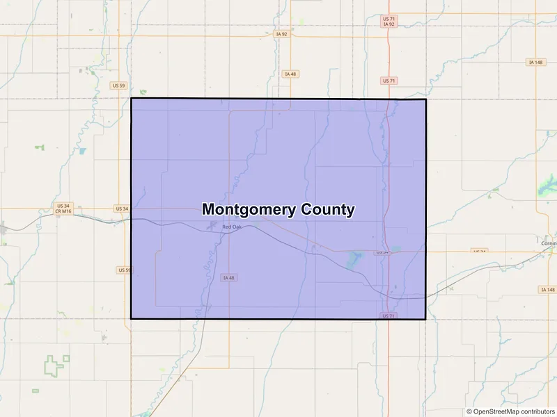 Map of Montgomery County, Iowa and ZIP codes