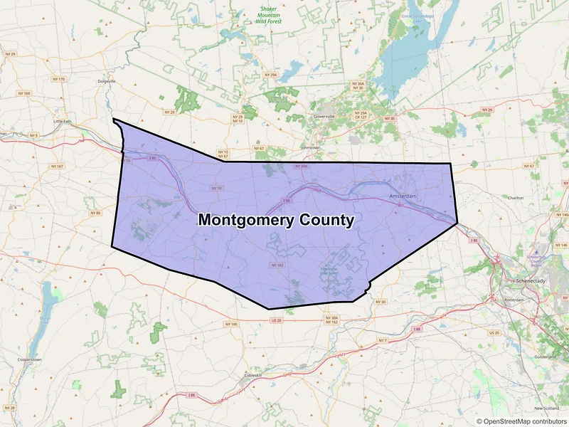 Map of Montgomery County, New York and ZIP codes