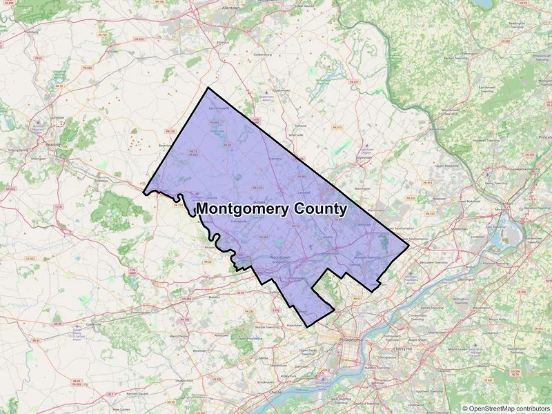 Map of Montgomery County, Pennsylvania and ZIP codes