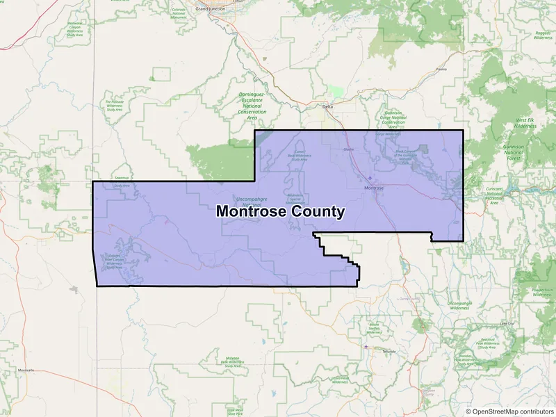Map of Montrose County, Colorado and ZIP codes