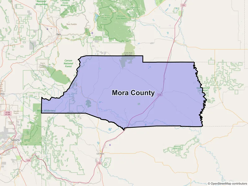 Map of Mora County, New Mexico and ZIP codes