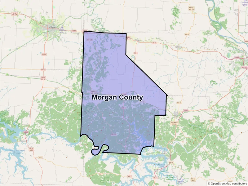 Map of Morgan County, Missouri and ZIP codes