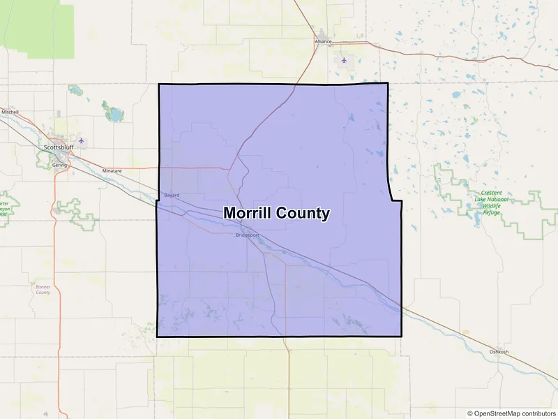 Map of Morrill County, Nebraska and ZIP codes