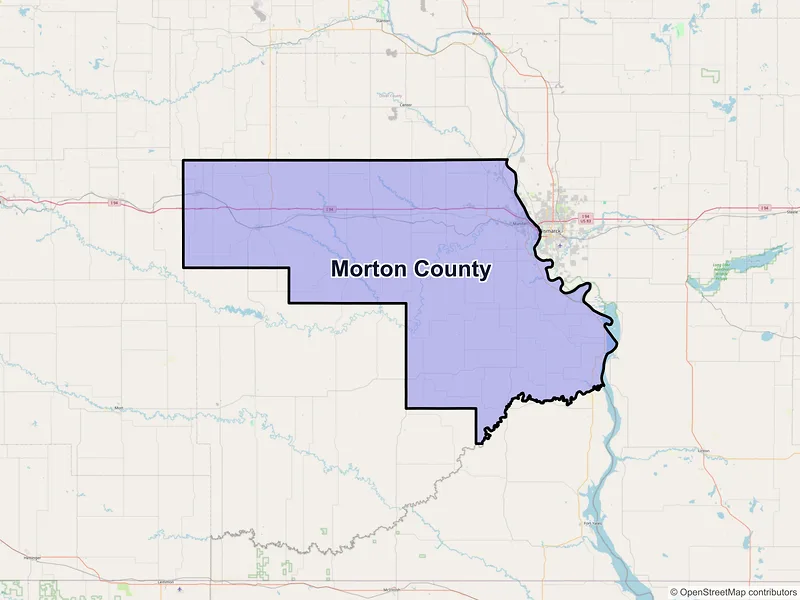 Map of Morton County, North Dakota and ZIP codes