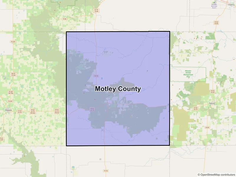 Map of Motley County, Texas and ZIP codes