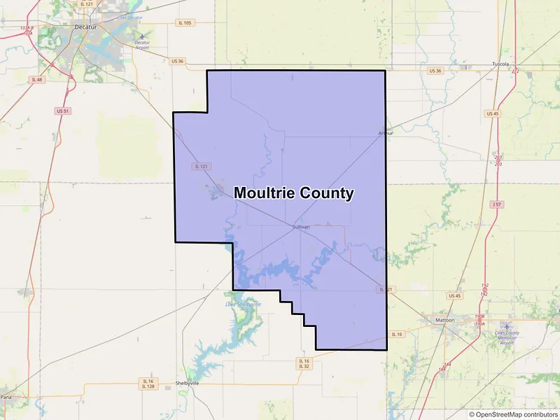 Map of Moultrie County, Illinois and ZIP codes