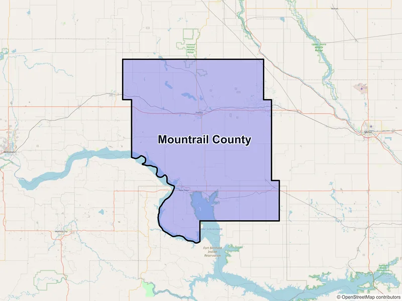 Map of Mountrail County, North Dakota and ZIP codes