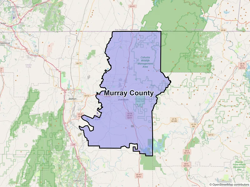 Map of Murray County, Georgia and ZIP codes