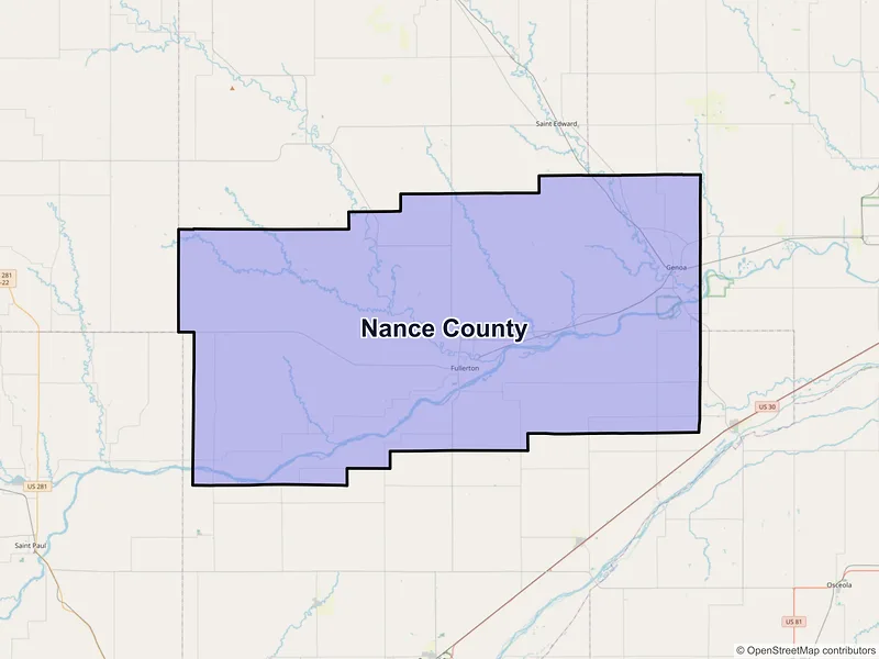 Map of Nance County, Nebraska and ZIP codes