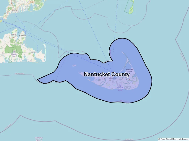 Map of Nantucket County, Massachusetts and ZIP codes