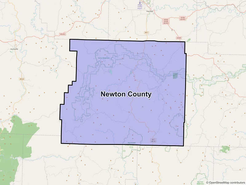 Map of Newton County, Arkansas and ZIP codes