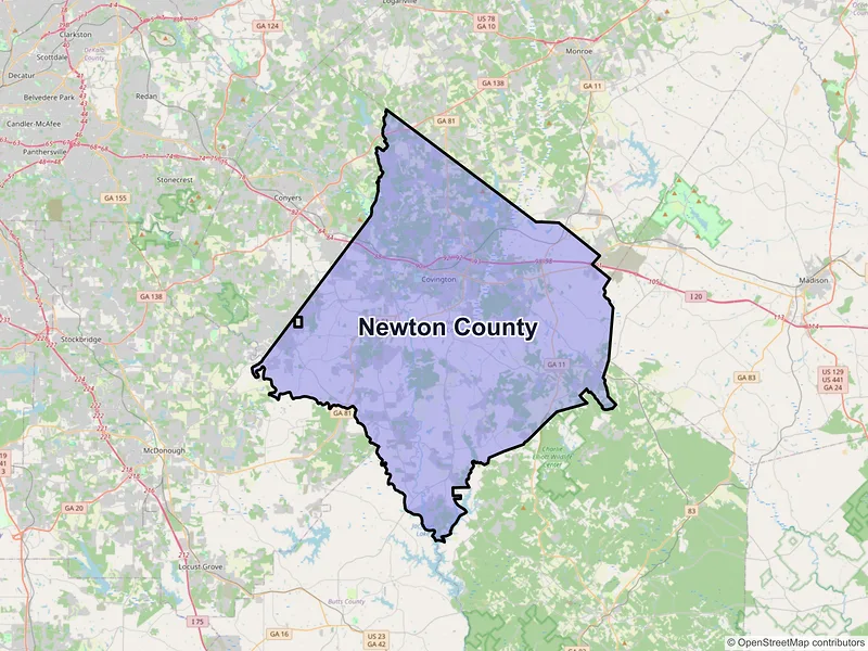 Map of Newton County, Georgia and ZIP codes