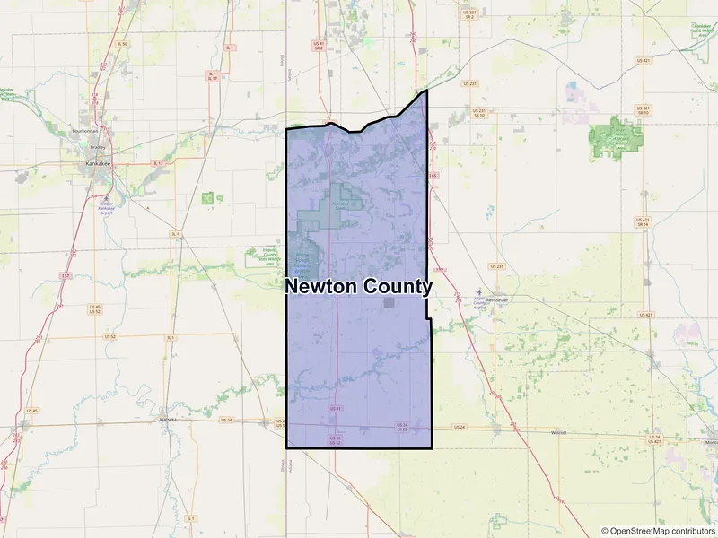 Map of Newton County, Indiana and ZIP codes