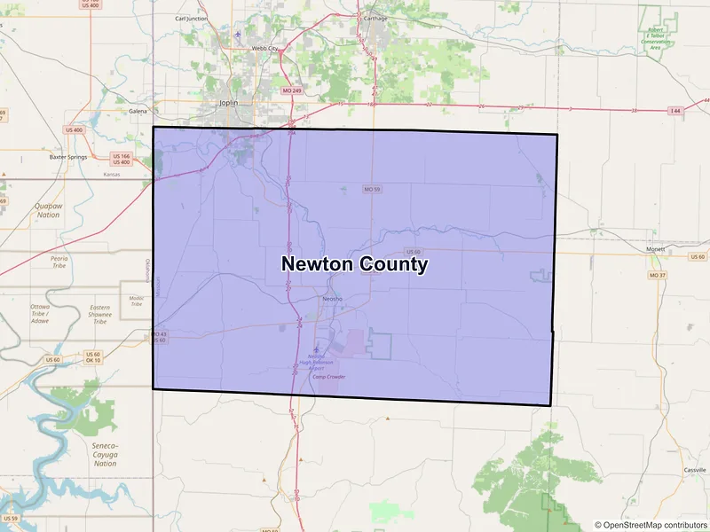 Map of Newton County, Missouri and ZIP codes