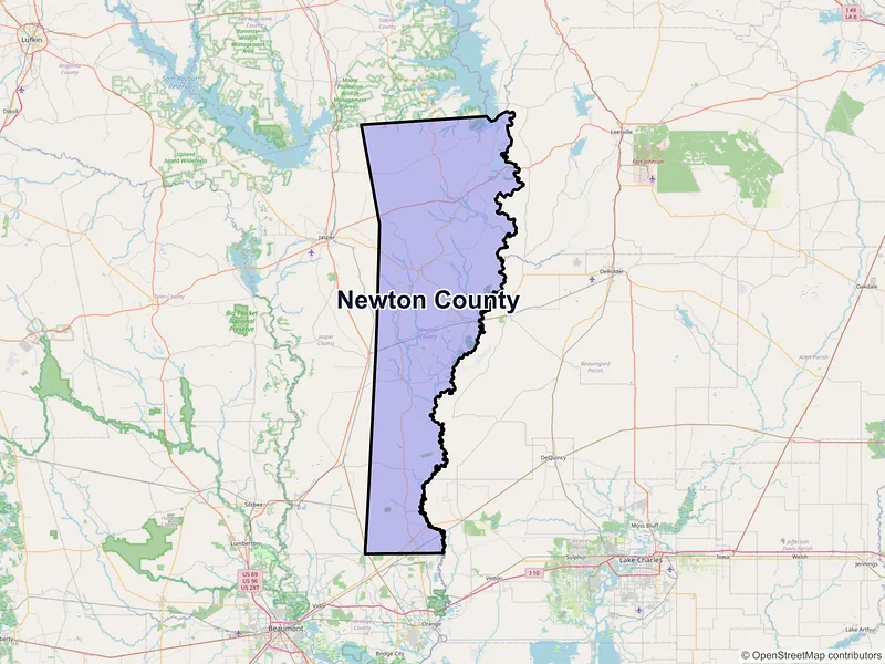 Map of Newton County, Texas and ZIP codes