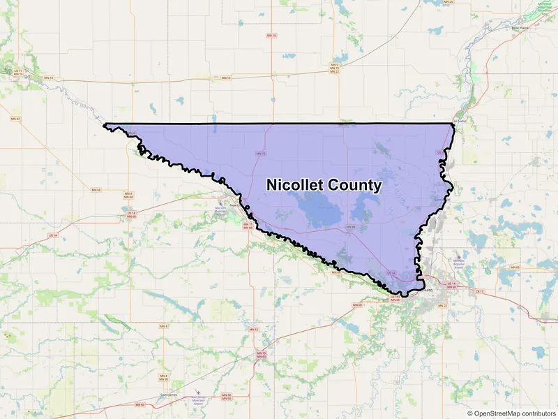 Map of Nicollet County, Minnesota and ZIP codes