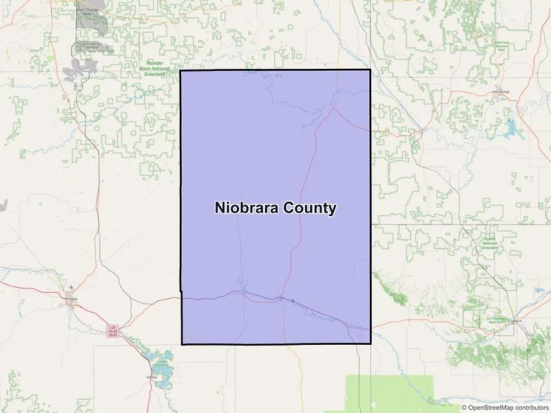 Map of Niobrara County, Wyoming and ZIP codes