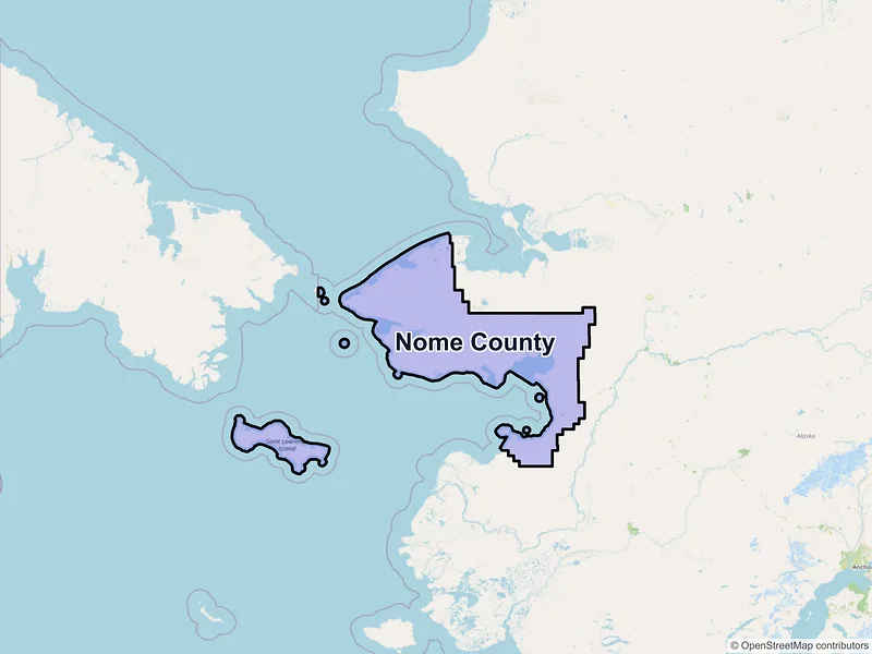 Map of Nome County, Alaska and ZIP codes
