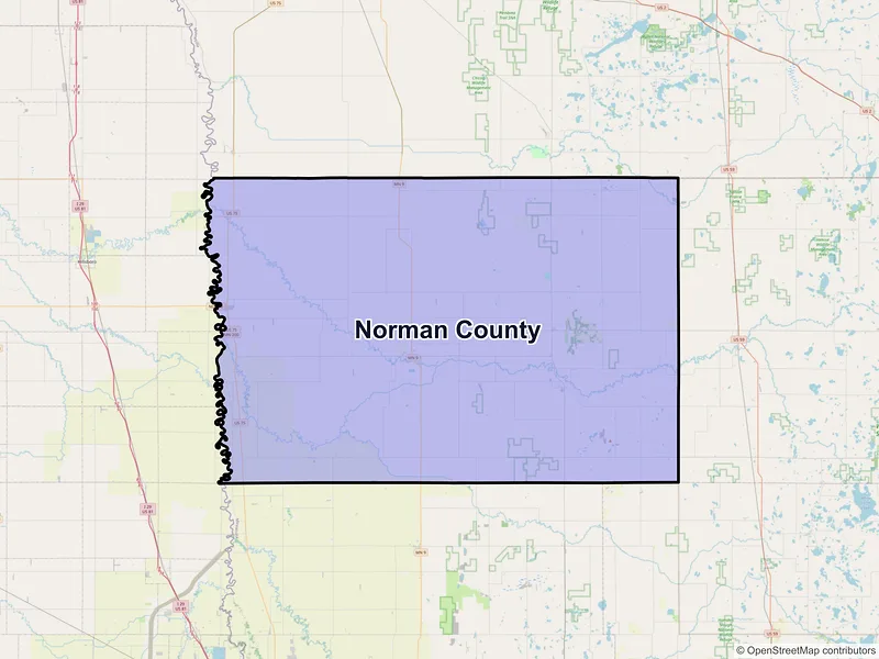 Map of Norman County, Minnesota and ZIP codes
