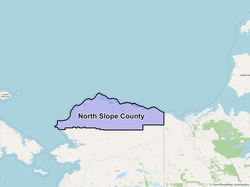 Map of North Slope County, Alaska and ZIP codes