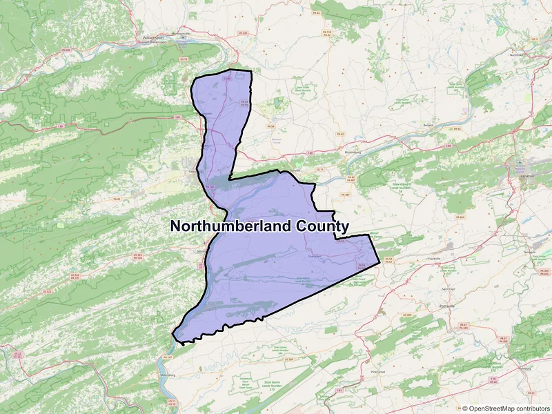 Map of Northumberland County, Pennsylvania and ZIP codes