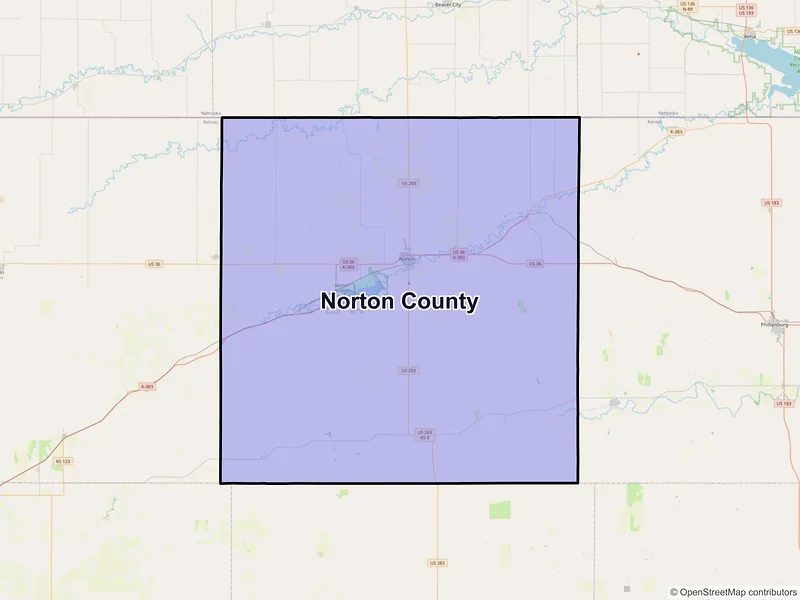 Map of Norton County, Kansas and ZIP codes