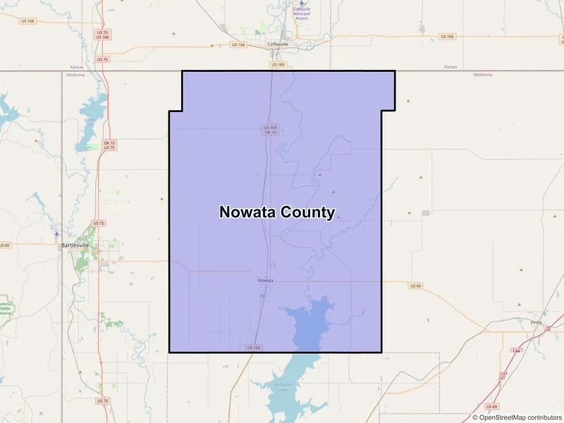 Map of Nowata County, Oklahoma and ZIP codes