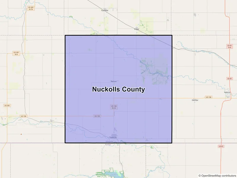 Map of Nuckolls County, Nebraska and ZIP codes