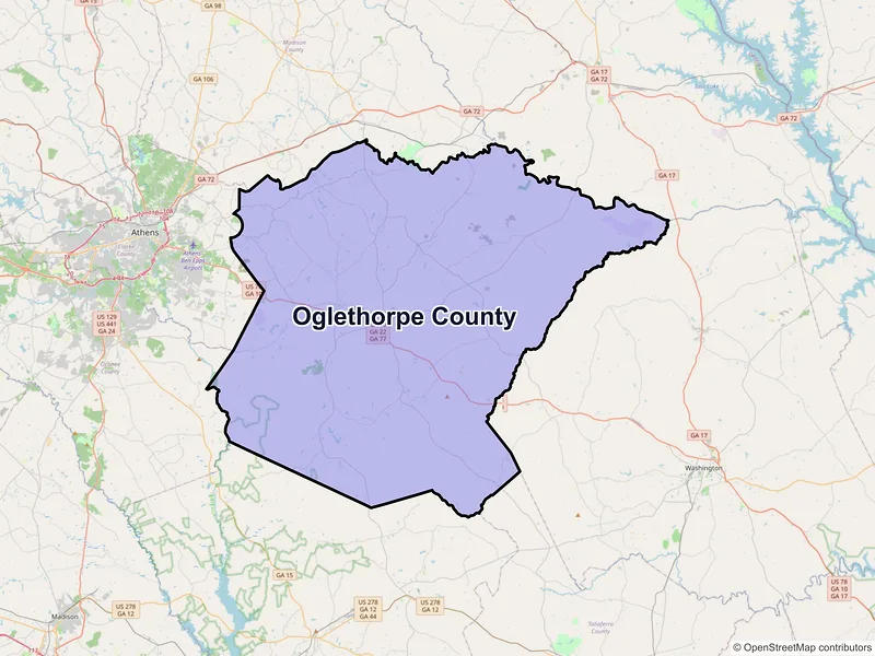 Map of Oglethorpe County, Georgia and ZIP codes