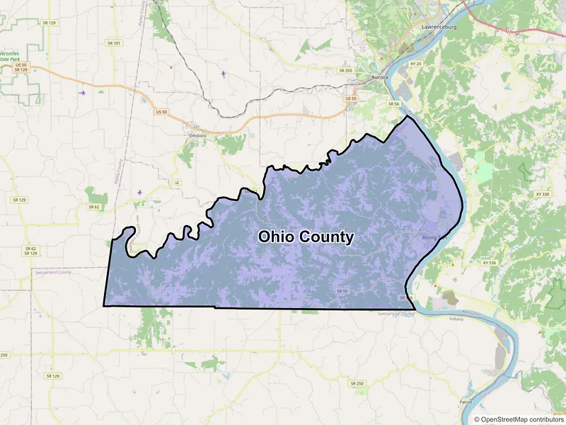 Map of Ohio County, Indiana and ZIP codes