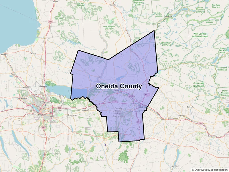 Map of Oneida County, New York and ZIP codes