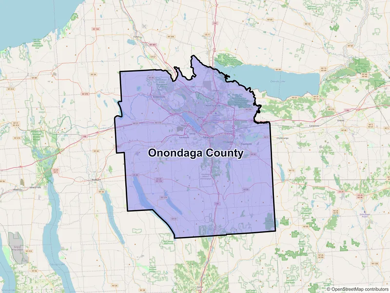 Map of Onondaga County, New York and ZIP codes
