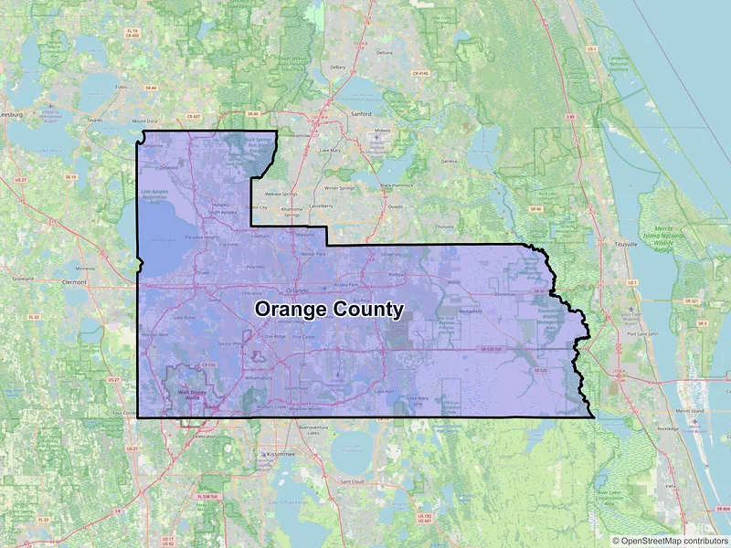 Map of Orange County, Florida and ZIP codes