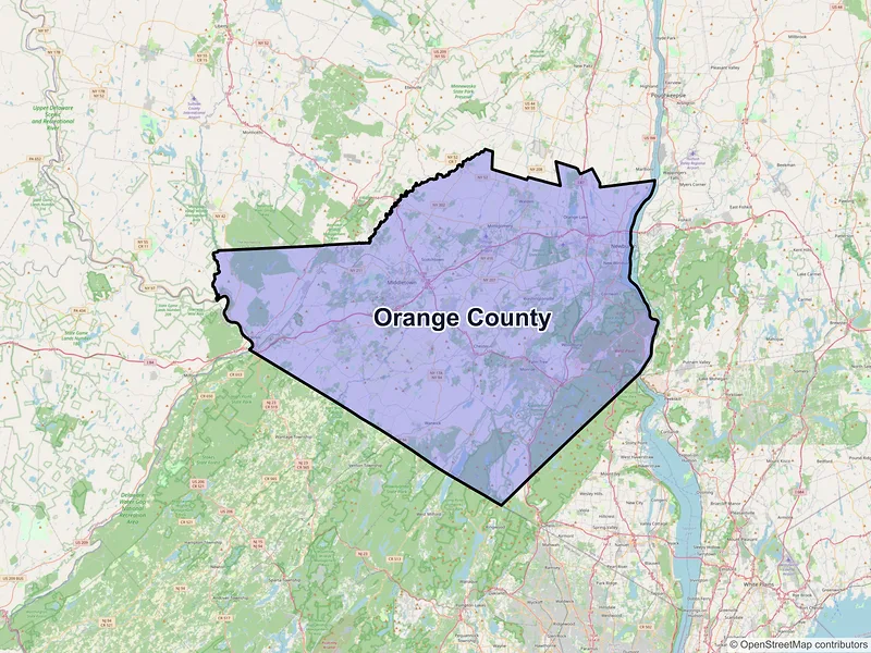Map of Orange County, New York and ZIP codes