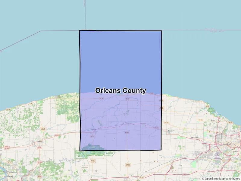 Map of Orleans County, New York and ZIP codes