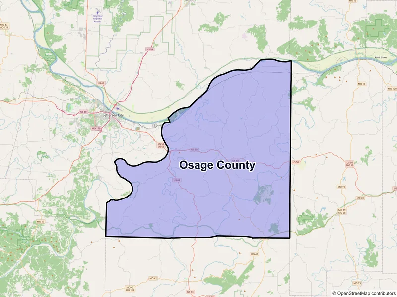 Map of Osage County, Missouri and ZIP codes