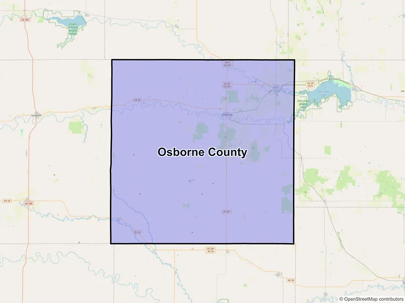 Map of Osborne County, Kansas and ZIP codes