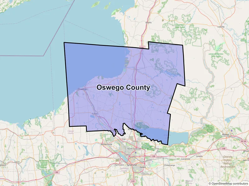 Map of Oswego County, New York and ZIP codes