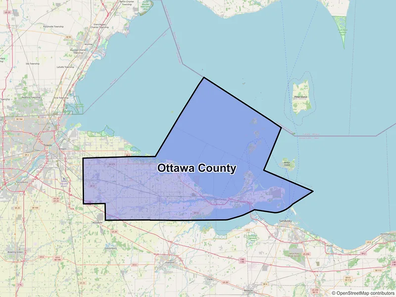 Map of Ottawa County, Ohio and ZIP codes