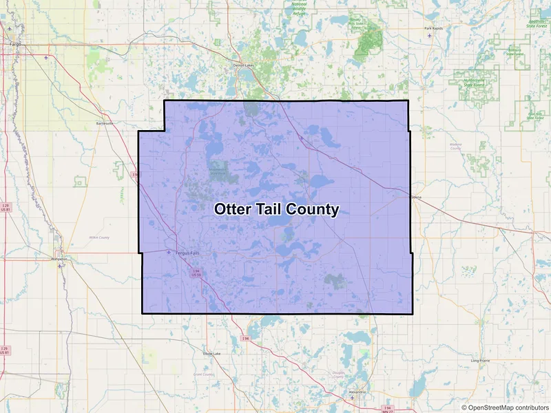 Map of Otter Tail County, Minnesota and ZIP codes